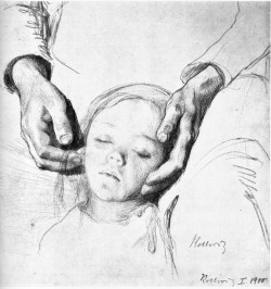 Голова ребенка в руках матери — Кете Кольвиц
