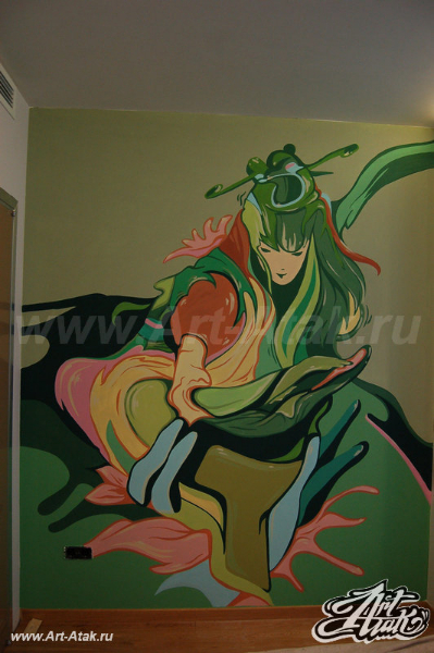 Роспись в стиле Аниме на стене