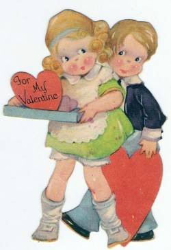 Фрагмент старинной открытки ко дню святого Валентина