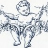 Младенец с обручальными кольцами и голубками
