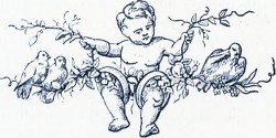 Младенец с обручальными кольцами и голубками